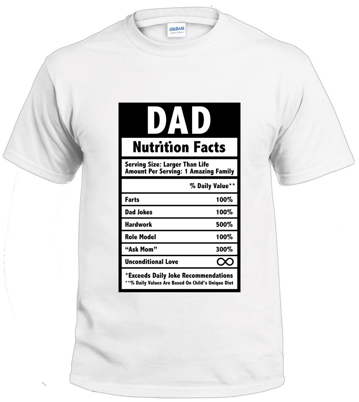 Dad Nutrition Facts t-shirt