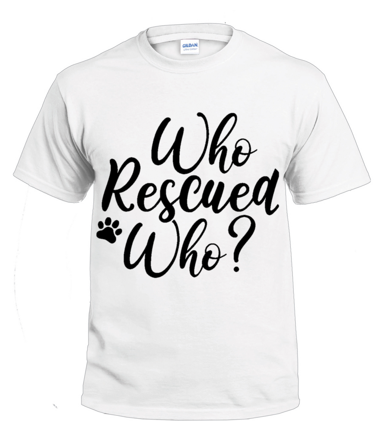 Who Rescued Who dog parent t-shirt