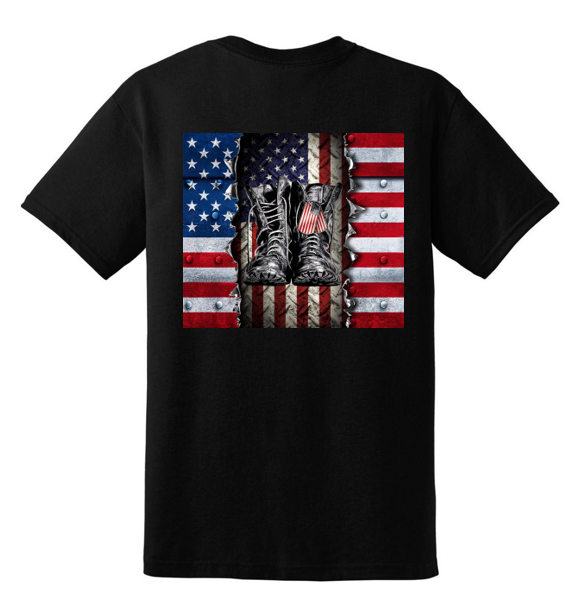 Boots & Flag (3) t-shirt