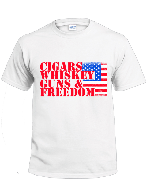 Cigars Whiskey Guns & Freedom t-shirt