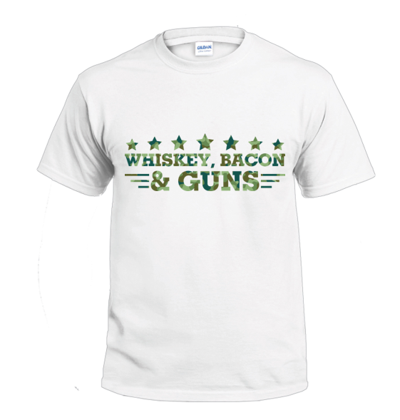 Whiskey Bacon & Guns t-shirt